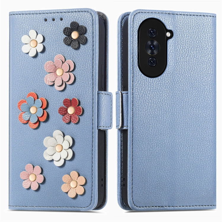 For Huawei Nova 10 Pro Stereoscopic Flowers Leather Phone Case