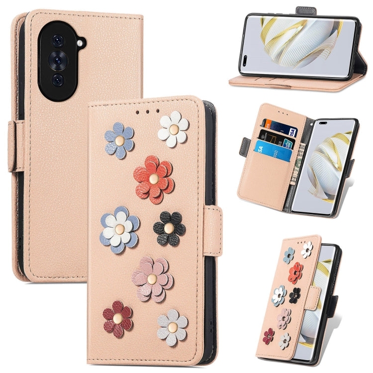 For Huawei Nova 10 Pro Stereoscopic Flowers Leather Phone Case