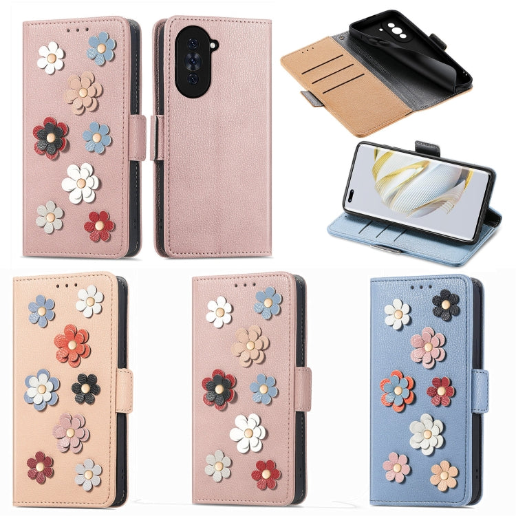 For Huawei Nova 10 Pro Stereoscopic Flowers Leather Phone Case