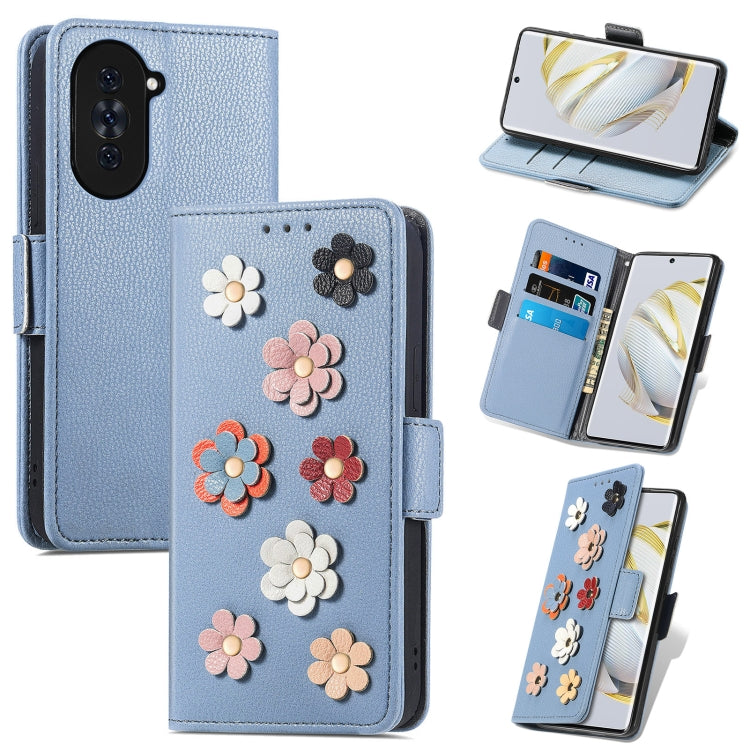 For Huawei Nova 10 Stereoscopic Flowers Leather Phone Case