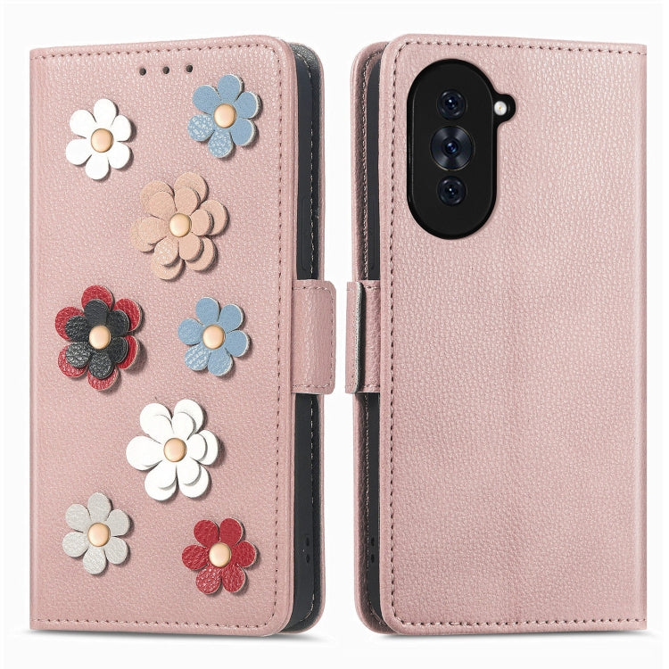 For Huawei Nova 10 Stereoscopic Flowers Leather Phone Case