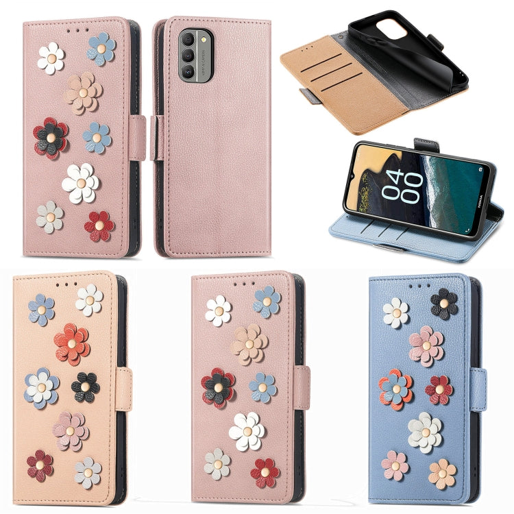 For Nokia G400 Stereoscopic Flowers Leather Phone Case