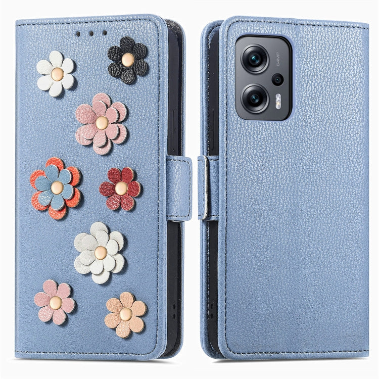 For Xiaomi Redmi Note 11T Stereoscopic Flowers Leather Phone Case