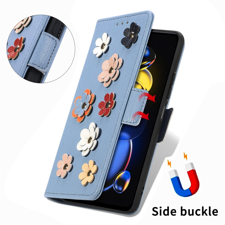 For Xiaomi Redmi Note 11T Stereoscopic Flowers Leather Phone Case