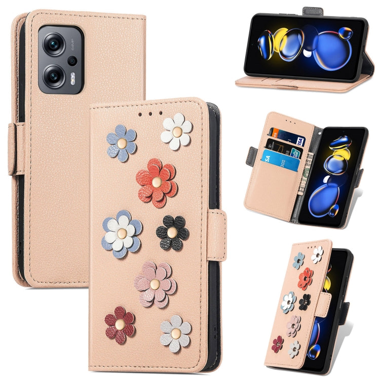 For Xiaomi Redmi Note 11T Stereoscopic Flowers Leather Phone Case