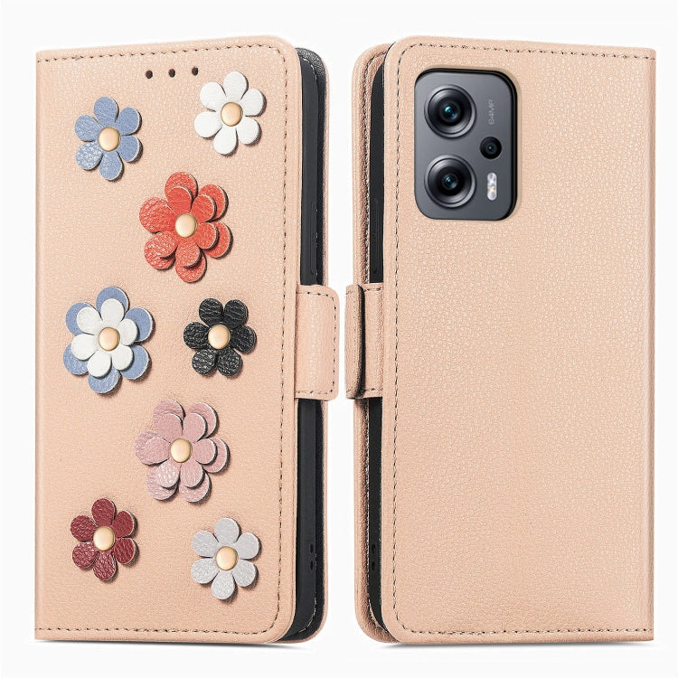 For Xiaomi Redmi Note 11T Stereoscopic Flowers Leather Phone Case
