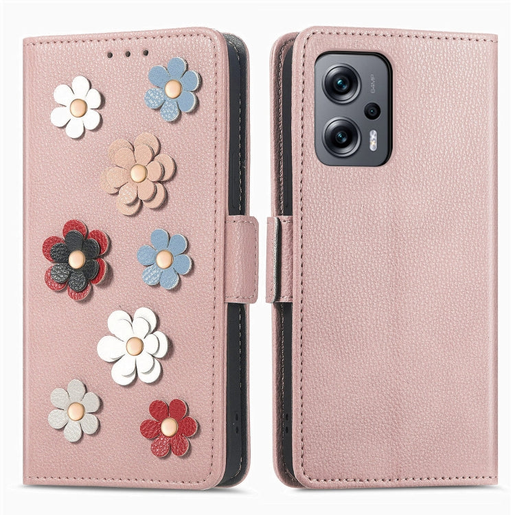 For Xiaomi Redmi Note 11T Stereoscopic Flowers Leather Phone Case
