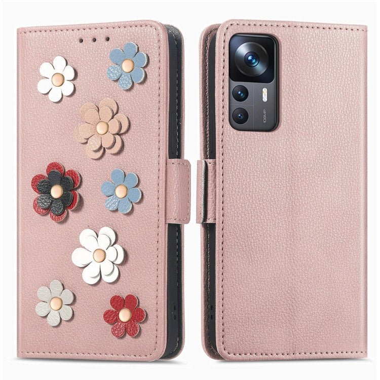 For Xiaomi 12T / Redmi K50 Ultra Stereoscopic Flowers Leather Phone Case