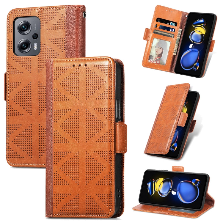 For Xiaomi Redmi Note 11T Grid Leather Flip Phone Case