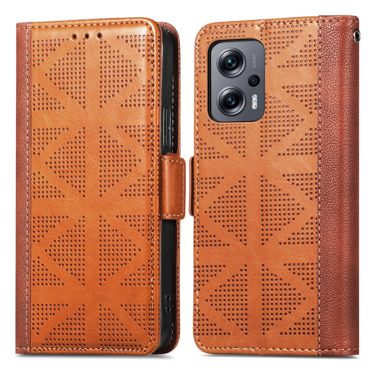 For Xiaomi Redmi Note 11T Grid Leather Flip Phone Case