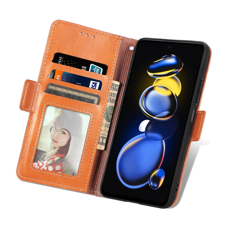 For Xiaomi Redmi Note 11T Grid Leather Flip Phone Case