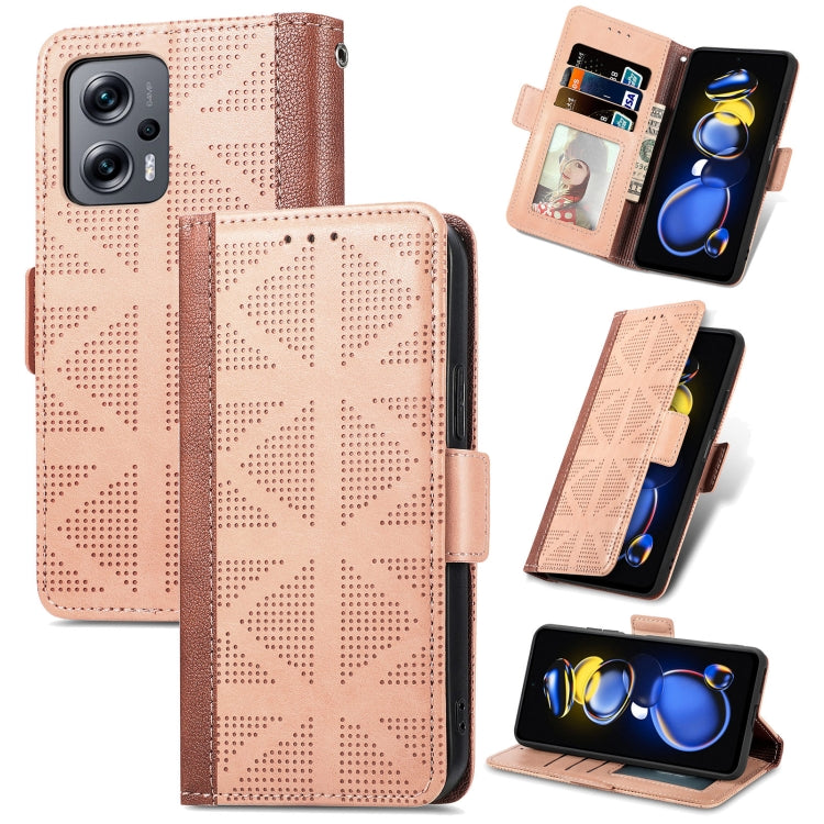 For Xiaomi Redmi Note 11T Grid Leather Flip Phone Case