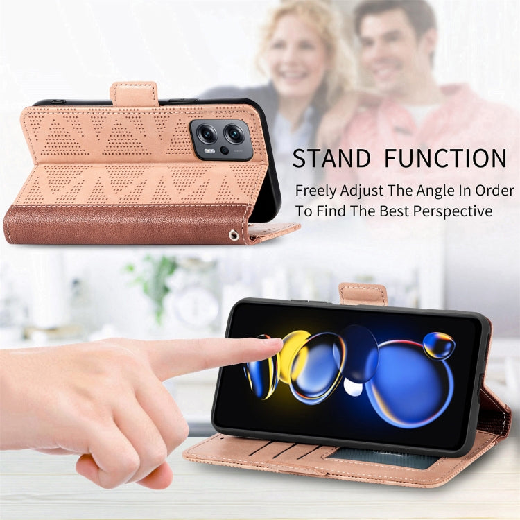 For Xiaomi Redmi Note 11T Grid Leather Flip Phone Case