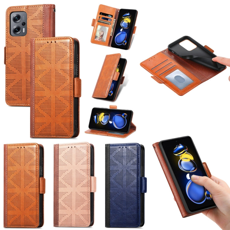 For Xiaomi Redmi Note 11T Grid Leather Flip Phone Case