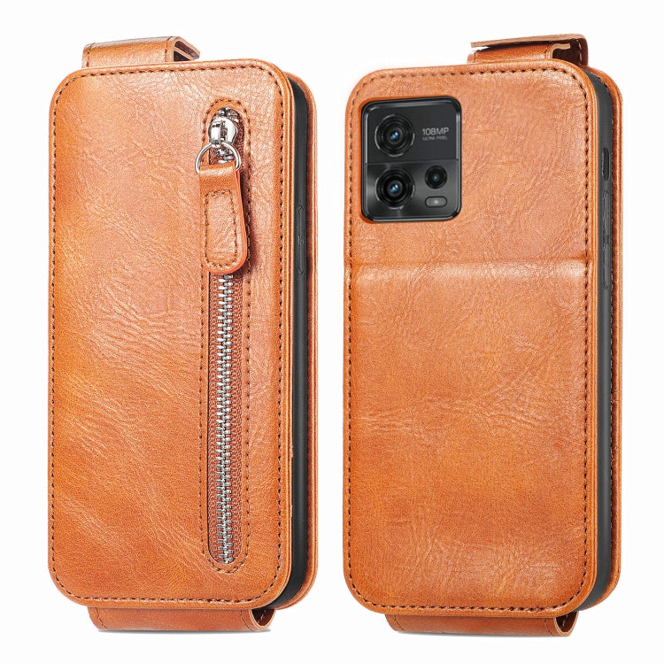 For Motorola Moto G72 Zipper Wallet Vertical Flip Leather Phone Case