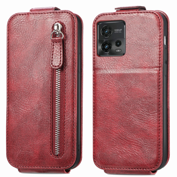 For Motorola Moto G72 Zipper Wallet Vertical Flip Leather Phone Case