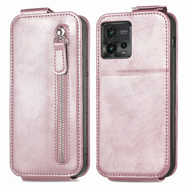 For Motorola Moto G72 Zipper Wallet Vertical Flip Leather Phone Case