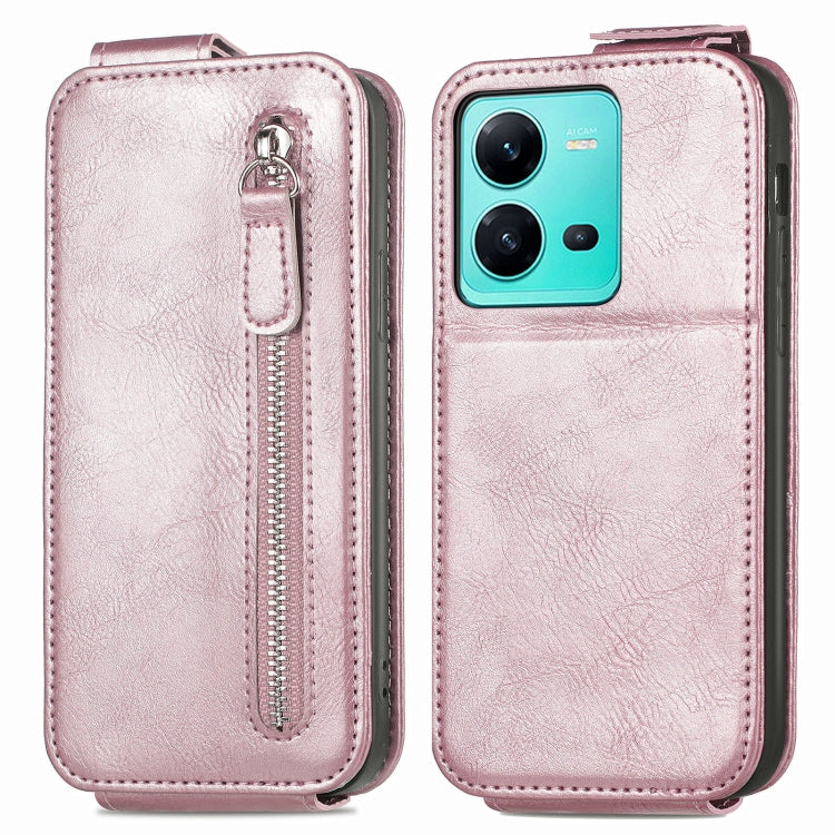 For vivo V25 Zipper Wallet Vertical Flip Leather Phone Case