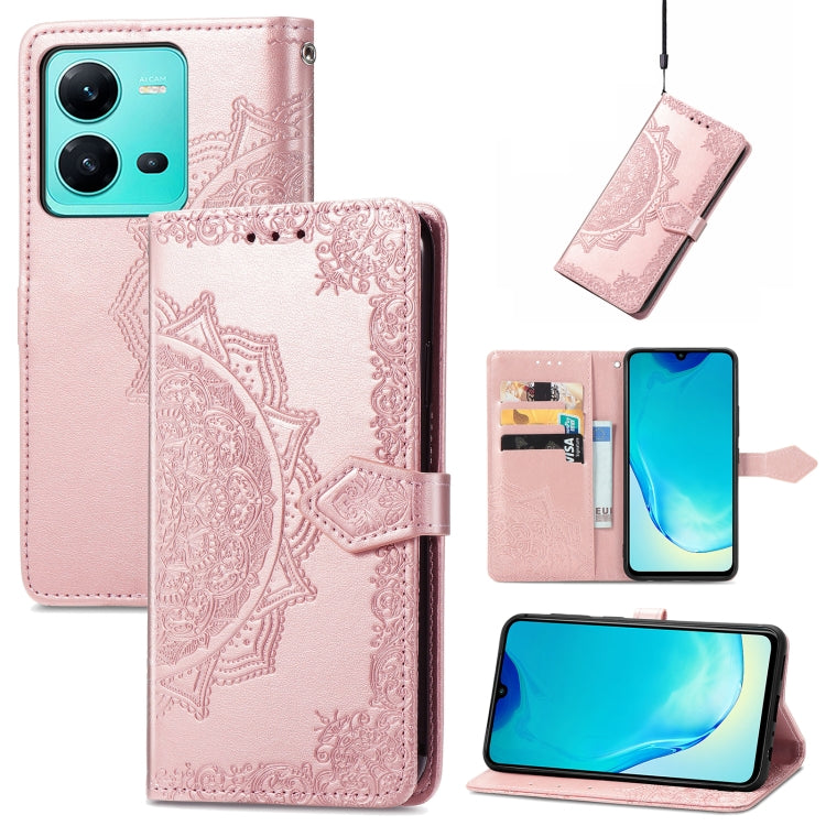 For vivo V25 Mandala Flower Embossed Leather Phone Case