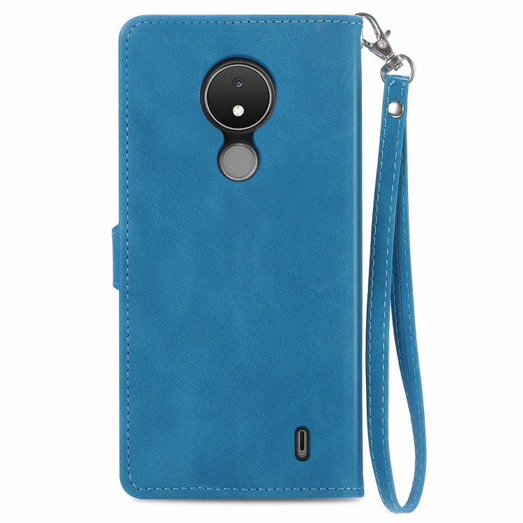 For Nokia C21 Embossed Flower Zipper Leather Phone Case