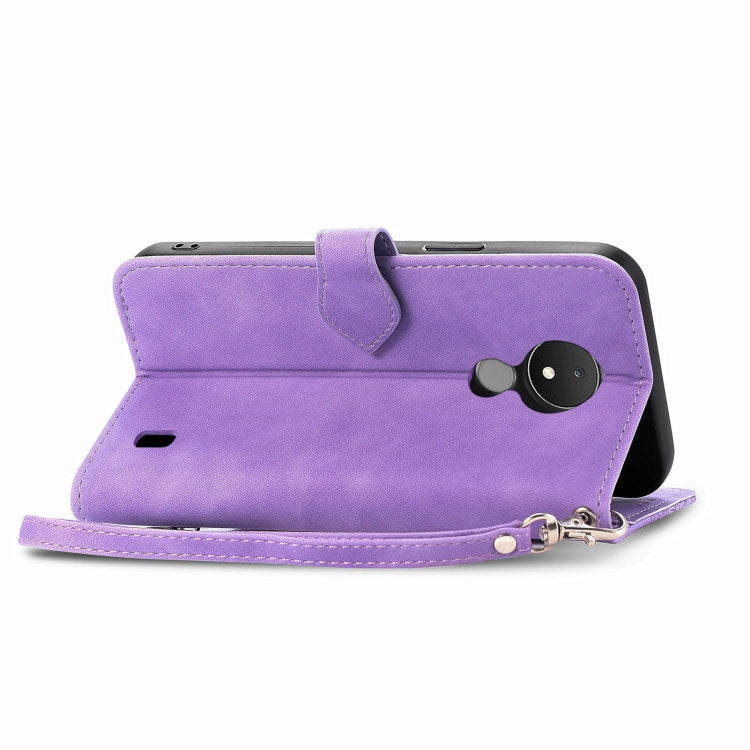 For Nokia C21 Embossed Flower Zipper Leather Phone Case