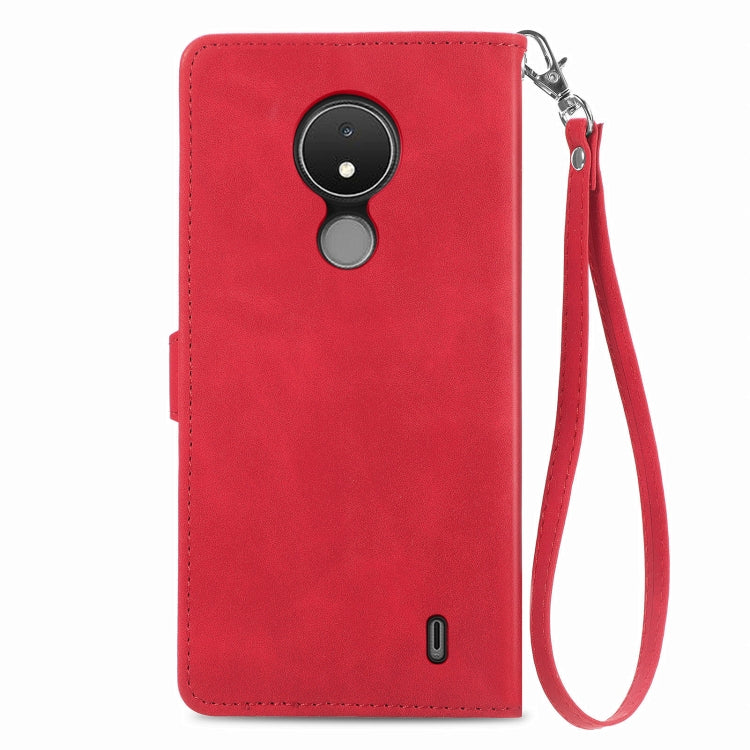 For Nokia C21 Embossed Flower Zipper Leather Phone Case