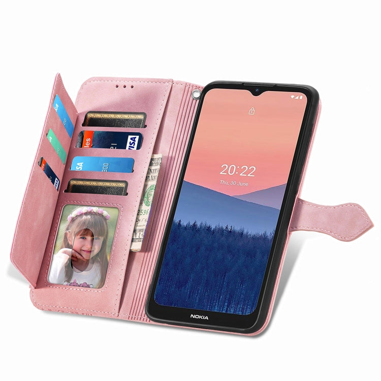 For Nokia C21 Embossed Flower Zipper Leather Phone Case