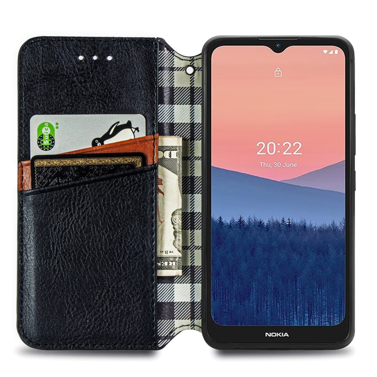 For Nokia C21 Cubic Grid Pressed Magnetic Leather Phone Case
