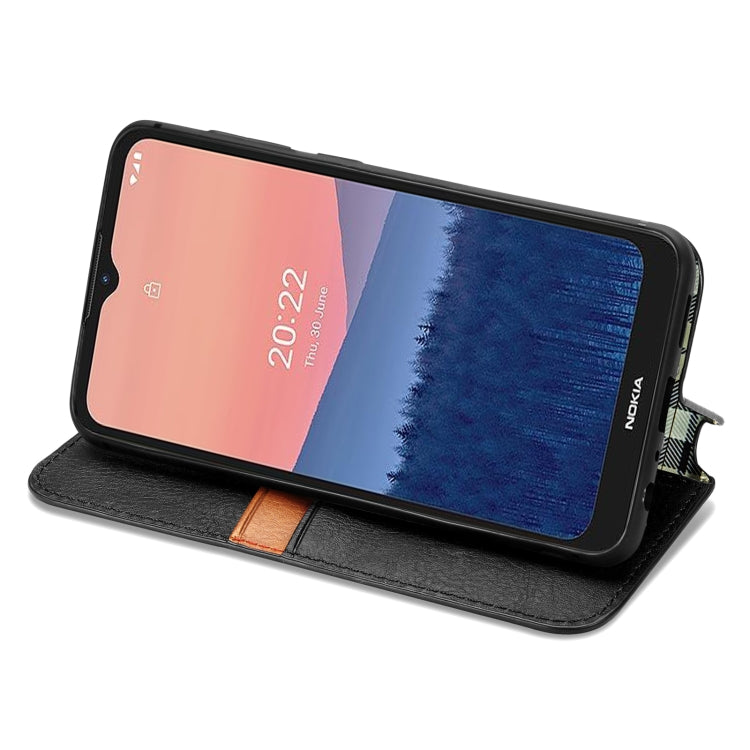 For Nokia C21 Cubic Grid Pressed Magnetic Leather Phone Case