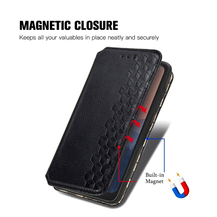 For Nokia C21 Cubic Grid Pressed Magnetic Leather Phone Case