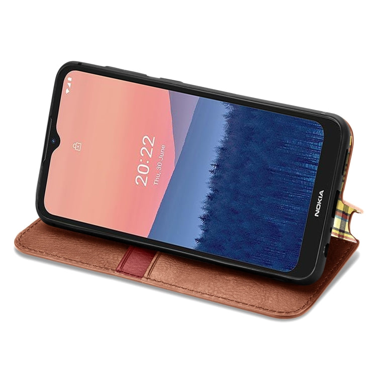 For Nokia C21 Cubic Grid Pressed Magnetic Leather Phone Case