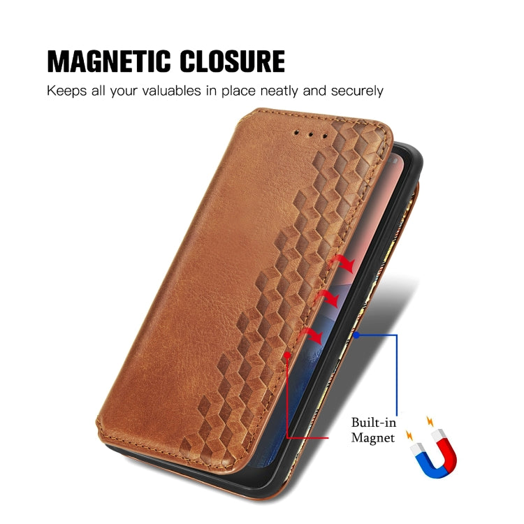 For Nokia C21 Cubic Grid Pressed Magnetic Leather Phone Case