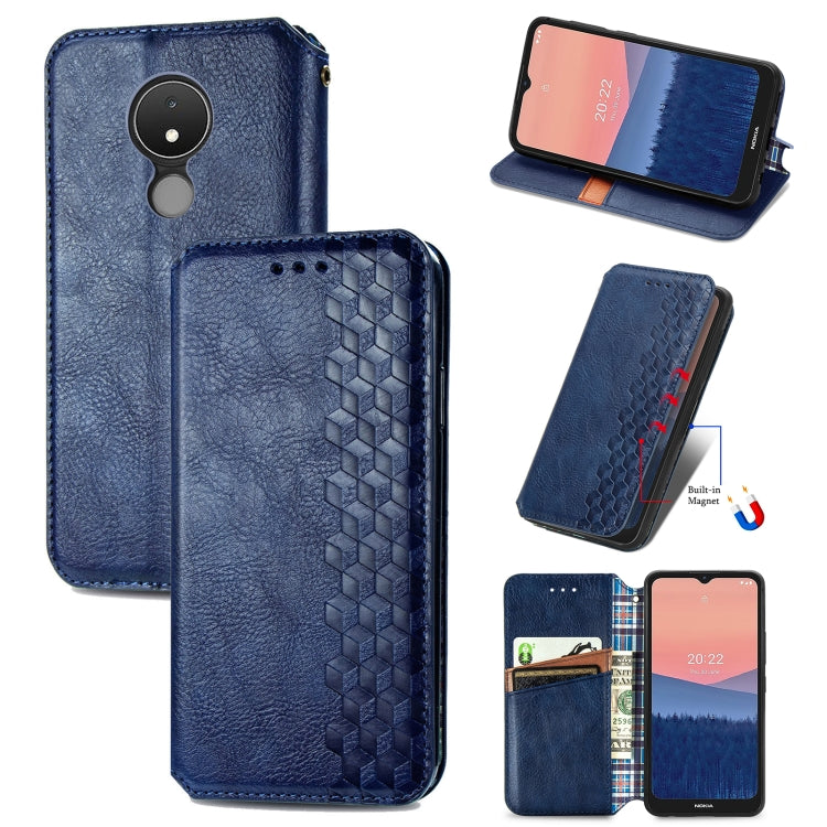 For Nokia C21 Cubic Grid Pressed Magnetic Leather Phone Case