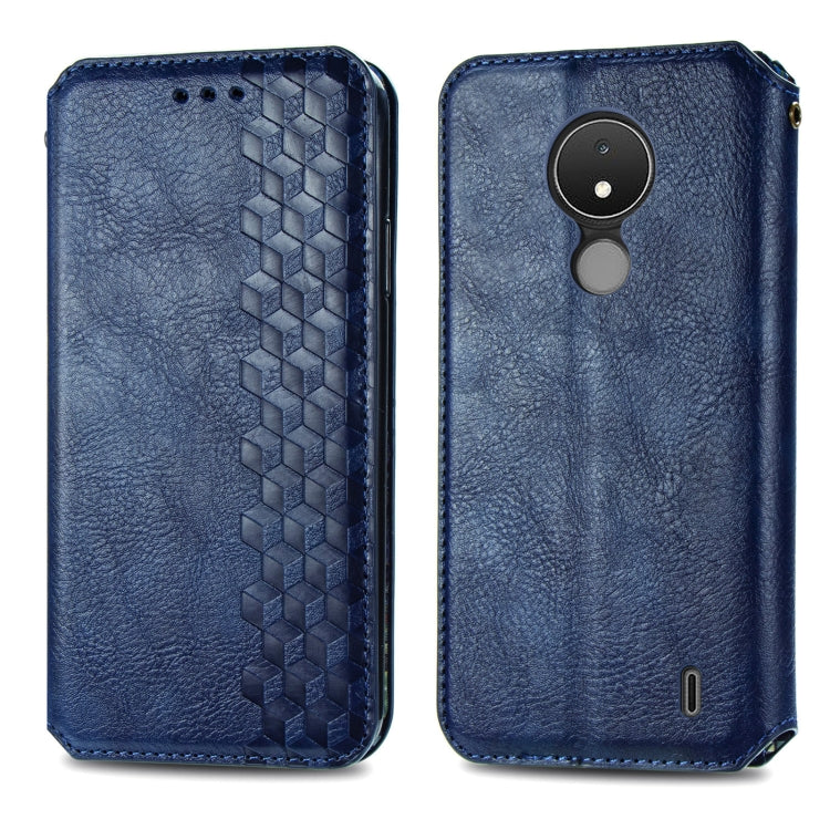 For Nokia C21 Cubic Grid Pressed Magnetic Leather Phone Case