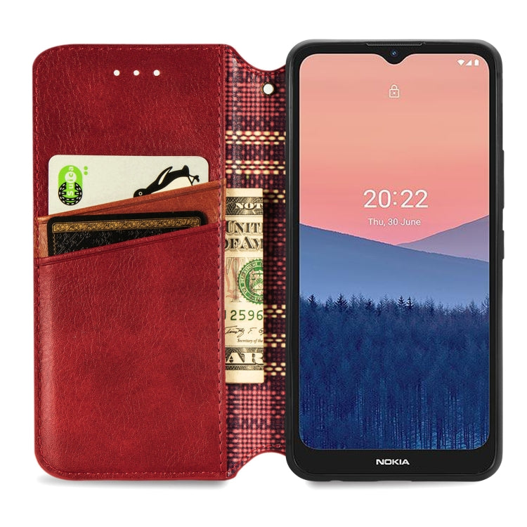 For Nokia C21 Cubic Grid Pressed Magnetic Leather Phone Case