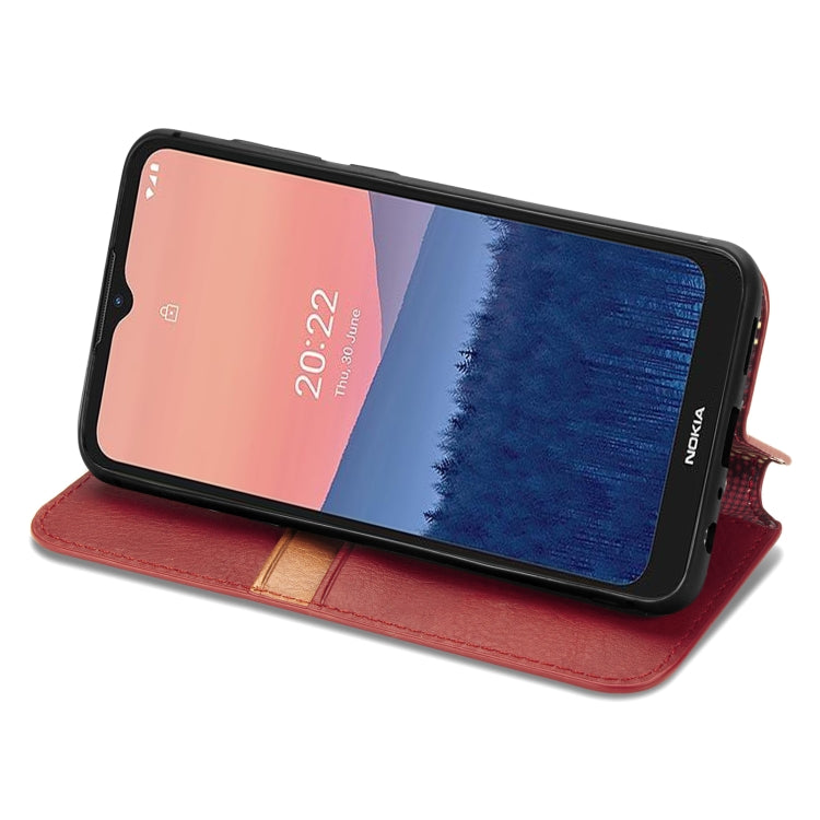 For Nokia C21 Cubic Grid Pressed Magnetic Leather Phone Case