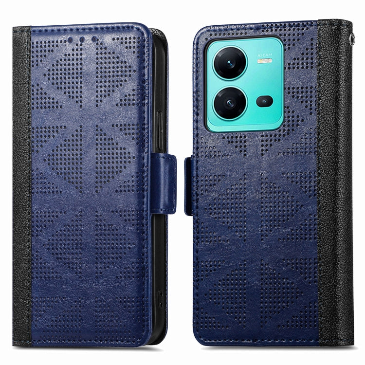 For vivo V25 Grid Leather Flip Phone Case