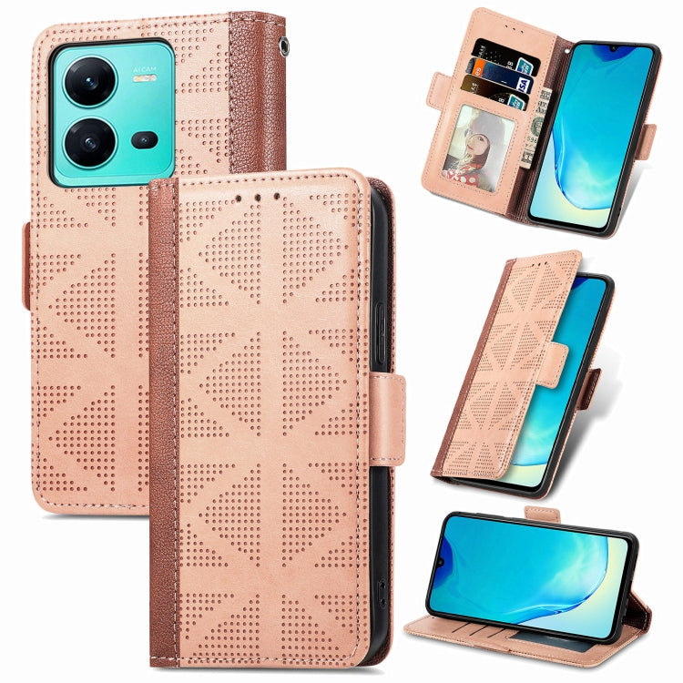 For vivo V25 Grid Leather Flip Phone Case