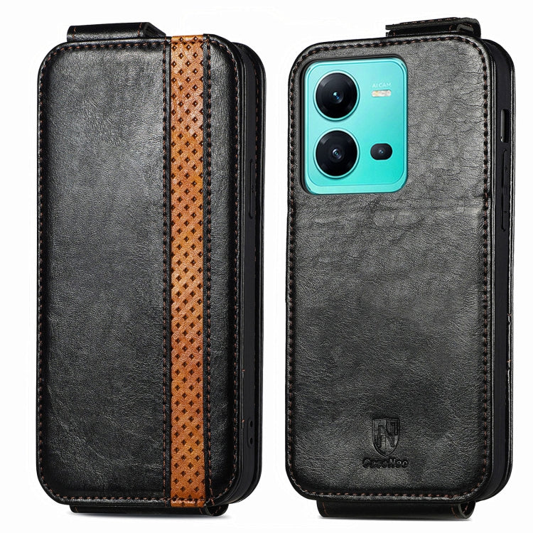 For vivo V25 Splicing Wallet Card Holder Vertical Flip Leather Phone Case