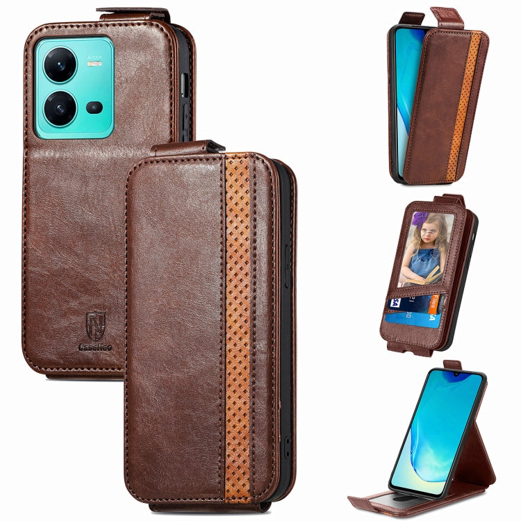 For vivo V25 Splicing Wallet Card Holder Vertical Flip Leather Phone Case