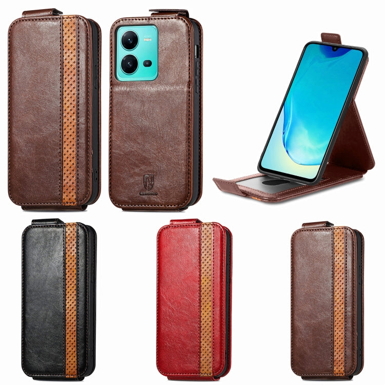 For vivo V25 Splicing Wallet Card Holder Vertical Flip Leather Phone Case