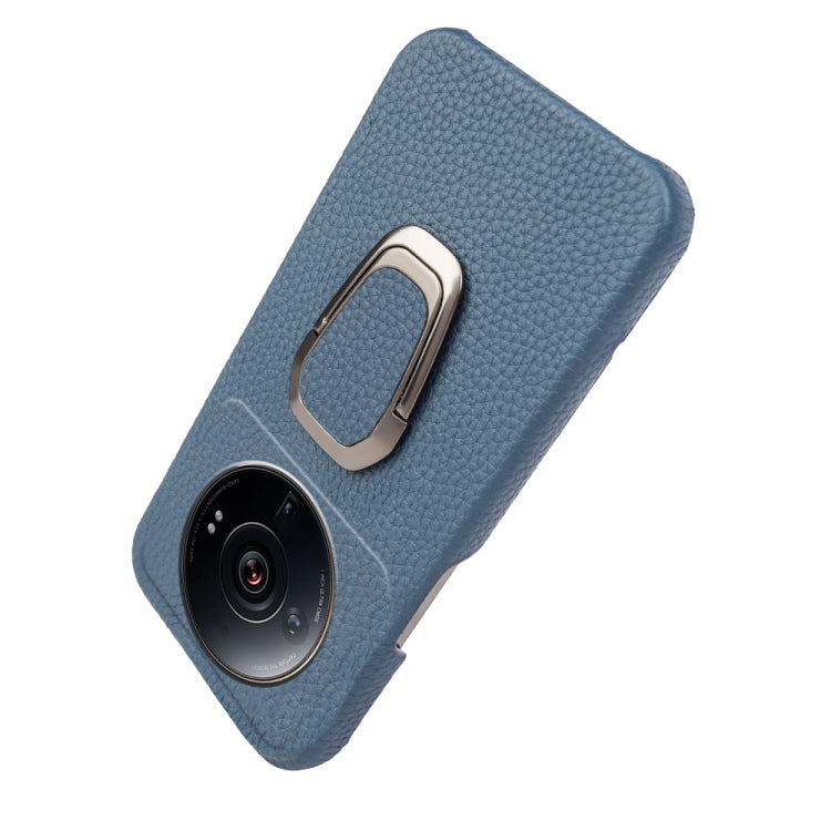 For Xiaomi 12 Ultra / 12S Ultra Ring Holder Litchi Texture Genuine Leather Phone Case
