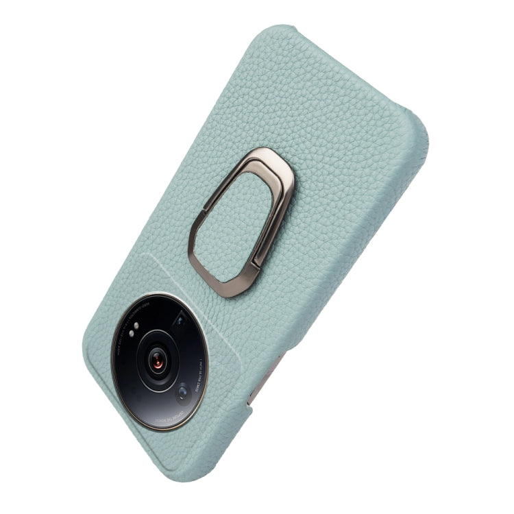 For Xiaomi 12 Ultra / 12S Ultra Ring Holder Litchi Texture Genuine Leather Phone Case