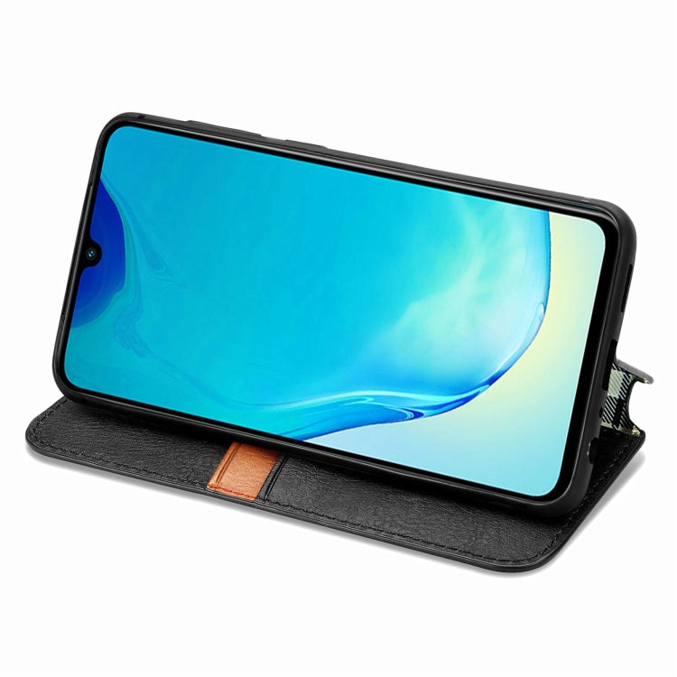 For vivo V25 Cubic Grid Pressed Magnetic Leather Phone Case