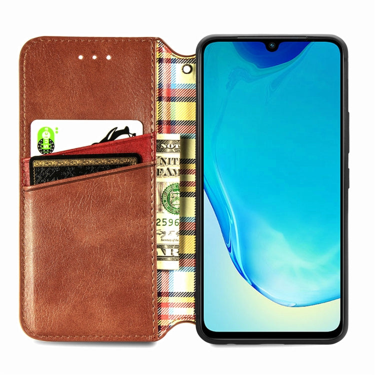For vivo V25 Cubic Grid Pressed Magnetic Leather Phone Case
