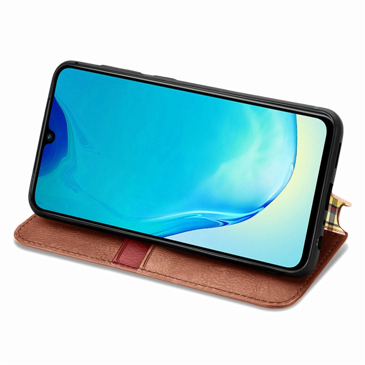 For vivo V25 Cubic Grid Pressed Magnetic Leather Phone Case