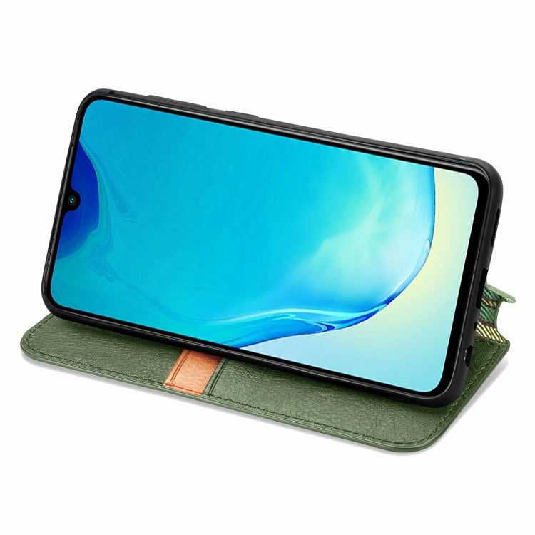 For vivo V25 Cubic Grid Pressed Magnetic Leather Phone Case