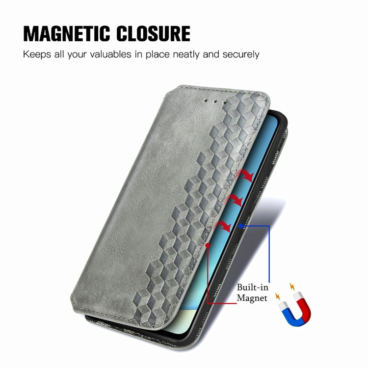 For vivo V25 Cubic Grid Pressed Magnetic Leather Phone Case