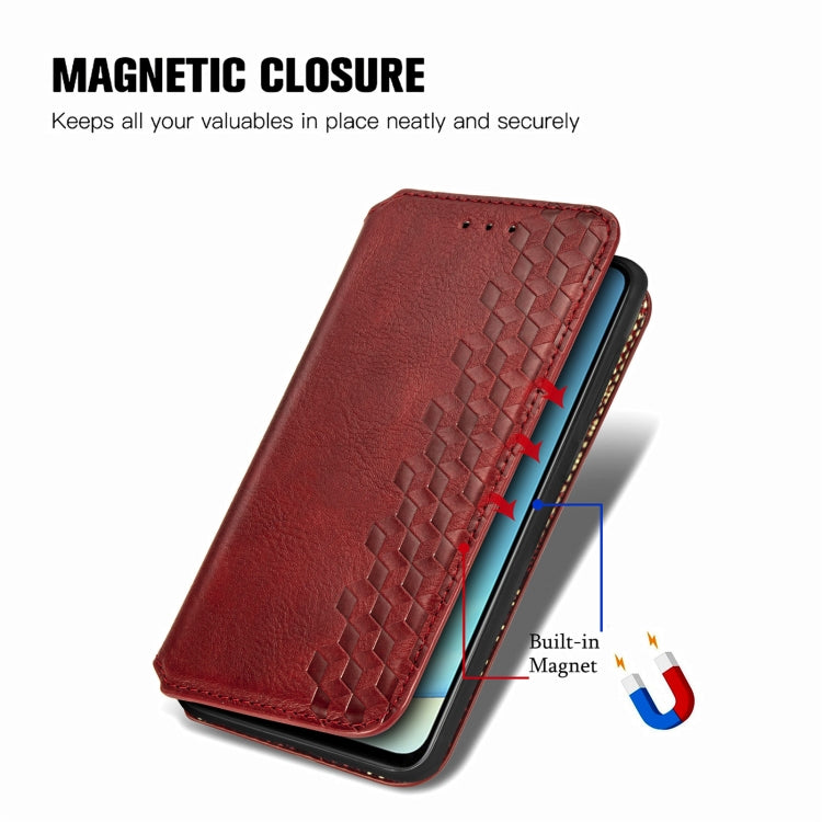 For vivo V25 Cubic Grid Pressed Magnetic Leather Phone Case