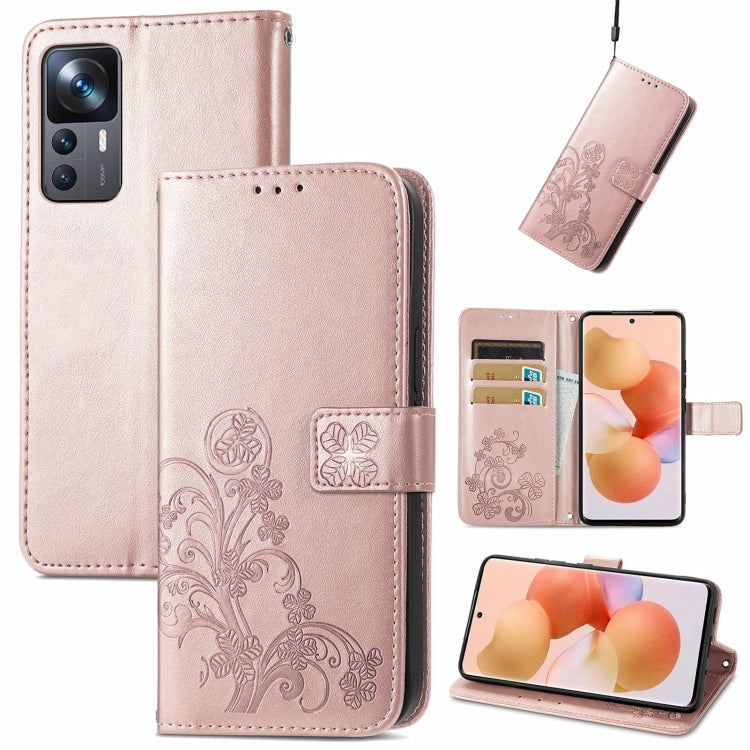 For Xiaomi 12T / Redmi K50 Ultra Four-leaf Clasp Embossed Buckle Leather Phone Case